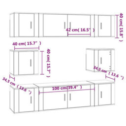 Berkfield 8 Piece Tv Cabinet Set Concrete Grey Engineered Wood - thumbnail 7
