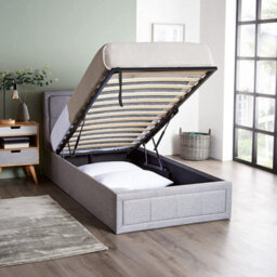 Home Treats Single Grey Ottoman Storage Bed Frame Gas Lifting With Deluxe Sprung Single Mattress - thumbnail 1