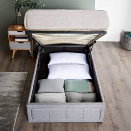 Home Treats Single Grey Ottoman Storage Bed Frame Gas Lifting With Deluxe Sprung Single Mattress - thumbnail 4