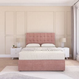 Sloomy Alabama Pink Plush 6Ft Memory Foam Bed Set With No Drawers, Mattress & Headboard- Super King - thumbnail 1