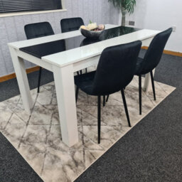 Kosy Koala Dining Table And 4 Chairs Set White Black Table With 4 Black Velvet Chairs Dining Room Furniture - thumbnail 2
