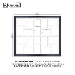 AK Frames 80X70Cm Purple Classic Multi Photo Frame With Silver Mount - Holds 20 Apertures (18X) 6X4, (2X) 4X4 Photos - thumbnail 4