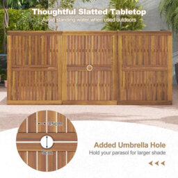 Costway Outdoor Dining Table For 8 Acacia Wood Patio Bistro Table W/ Umbrella Hole 200 X 90Cm - thumbnail 8