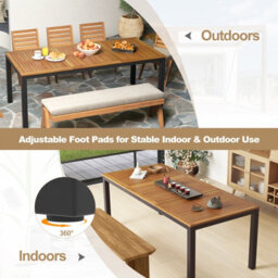 Costway Outdoor Dining Table For 8 Acacia Wood Patio Bistro Table W/ Umbrella Hole 200 X 90Cm - thumbnail 9