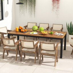 Costway Outdoor Dining Table For 8 Acacia Wood Patio Bistro Table W/ Umbrella Hole 200 X 90Cm - thumbnail 4