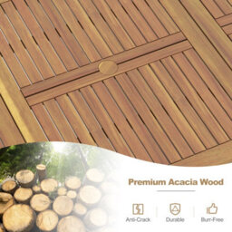 Costway Outdoor Dining Table For 8 Acacia Wood Patio Bistro Table W/ Umbrella Hole 200 X 90Cm - thumbnail 6