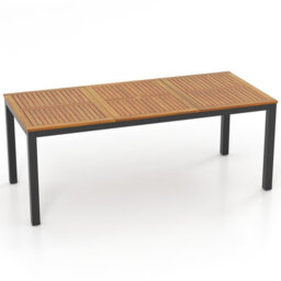 Costway Outdoor Dining Table For 8 Acacia Wood Patio Bistro Table W/ Umbrella Hole 200 X 90Cm - thumbnail 2