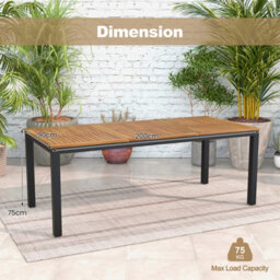 Costway Outdoor Dining Table For 8 Acacia Wood Patio Bistro Table W/ Umbrella Hole 200 X 90Cm - thumbnail 3
