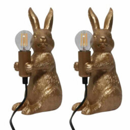 First Choice Lighting Set Of 2 Hop Hop Gold Bunny Rabbit Lamps - thumbnail 1