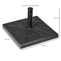 Outsunny 19Kg Square Resin Garden Parasol Base For Poles Of 32mm, 38mm, 48mm - thumbnail 3