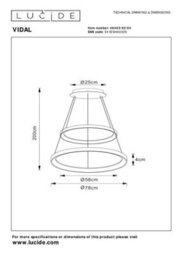 Lucide Vidal - Pendant Light - 78 Cm - Led Dim. - 1X92W 2700K - Matt Gold / Brass - thumbnail 8