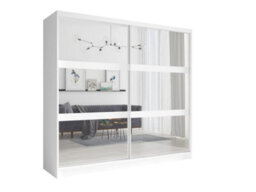 Arte Fino 12 White Sliding Door Wardrobe 230Cm - Minimalist Mirrored Wardrobe With Bright, Organised Bedroom Storage - thumbnail 1