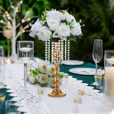 Living And Home Gold Crystal Flowers Arrangement Stand Tall Vase Wedding Table Centerpiece 54Cm (H) - image 1