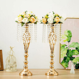 Living And Home Gold Crystal Flowers Arrangement Stand Tall Vase Wedding Table Centerpiece 54Cm (H) - thumbnail 3