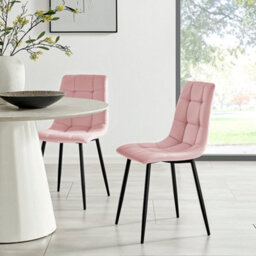 Bravich Zurich Velvet Embossed Dining Chair - Pink - thumbnail 1