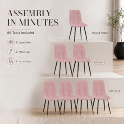 Bravich Zurich Velvet Embossed Dining Chair - Pink - thumbnail 8