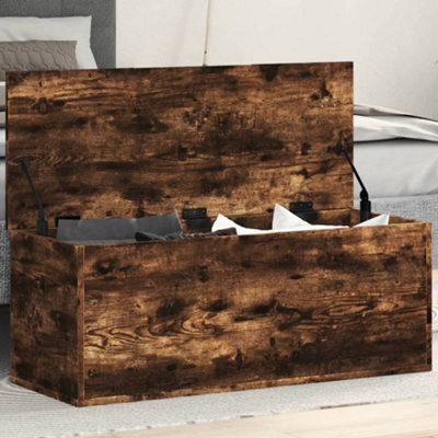 Berkfield Storage Box Smoked Oak 90X35X35 Cm Engineered Wood - image 1
