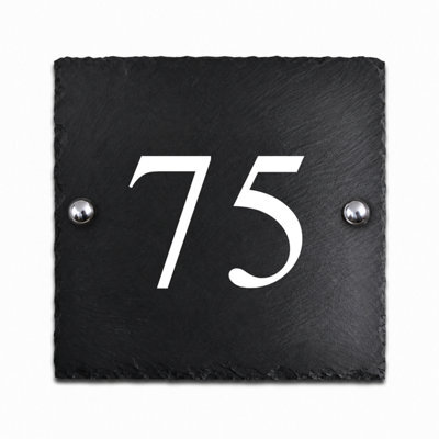 Rustic Slate House Number 75 With White Infill (15 X 15Cm) - image 1