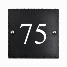 Rustic Slate House Number 75 With White Infill (15 X 15Cm) - thumbnail 1