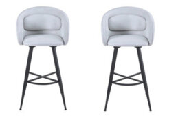 Aspect Furniture Set Of 2 Skylar Upholstered Swivel Barstool,black  Metal Legs-Cream Linen - thumbnail 3