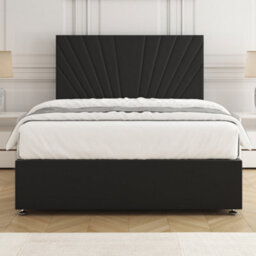 Bsspoke Maria Divan Bed Set Black Plush Velvet With 24Inch Headboard & 2 Drawers Same Side & Mattress 3Ft 4Ft 4Ft6 5Ft 6Ft - thumbnail 2