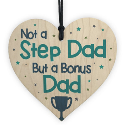 Red Ocean Novelty Gift For Step Dad Fathers Day Gifts For Step Dad Wooden Heart Plaques And Signs - image 1