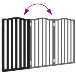 Walplus Black Foldable Dog Gate 3 Panels 150 Cm Poplar Wood, Pet Barrier - thumbnail 7