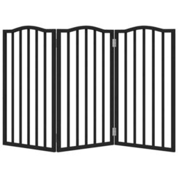 Walplus Black Foldable Dog Gate 3 Panels 150 Cm Poplar Wood, Pet Barrier - thumbnail 4