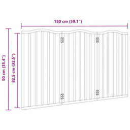Walplus Black Foldable Dog Gate 3 Panels 150 Cm Poplar Wood, Pet Barrier - thumbnail 9