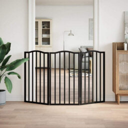 Walplus Black Foldable Dog Gate 3 Panels 150 Cm Poplar Wood, Pet Barrier - thumbnail 3