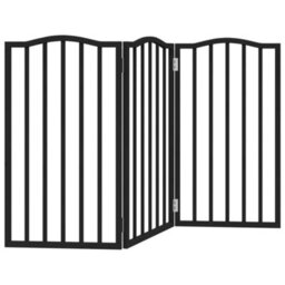 Walplus Black Foldable Dog Gate 3 Panels 150 Cm Poplar Wood, Pet Barrier - thumbnail 2