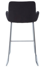 Orsina Black Velvet Bar Chair With Low Arms, Bar Stool With Chrome Sled Base & Footrest, Velvet Upholstered - thumbnail 2