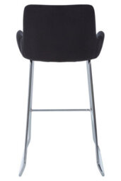 Orsina Black Velvet Bar Chair With Low Arms, Bar Stool With Chrome Sled Base & Footrest, Velvet Upholstered - thumbnail 3