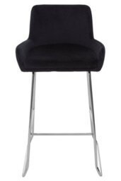 Orsina Black Velvet Bar Chair With Low Arms, Bar Stool With Chrome Sled Base & Footrest, Velvet Upholstered - thumbnail 5
