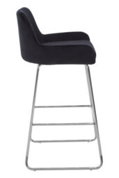 Orsina Black Velvet Bar Chair With Low Arms, Bar Stool With Chrome Sled Base & Footrest, Velvet Upholstered - thumbnail 4