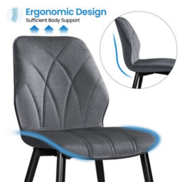Yaheetech Set Of 2 Dark Grey Velvet Dining Chairs With Petal Accented Backrest - thumbnail 7