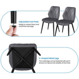 Yaheetech Set Of 2 Dark Grey Velvet Dining Chairs With Petal Accented Backrest - thumbnail 6