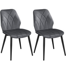 Yaheetech Set Of 2 Dark Grey Velvet Dining Chairs With Petal Accented Backrest - thumbnail 2