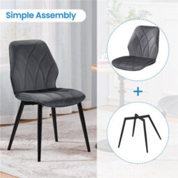 Yaheetech Set Of 2 Dark Grey Velvet Dining Chairs With Petal Accented Backrest - thumbnail 9