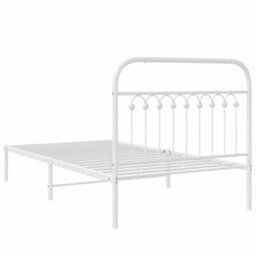 Berkfield Metal Bed Frame Without Mattress With Headboard White 100X200Cm - thumbnail 6