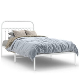 Berkfield Metal Bed Frame Without Mattress With Headboard White 100X200Cm - thumbnail 2