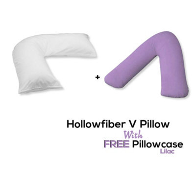 Chilimilii V Pillow With Free V Pillowcase Polycotton Cover Orthopedic Neck & Back Support Hollowfiber Filled Pillow