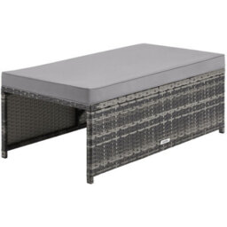 Tectake Monopoli 2-In-1 Rattan Garden Lounge Set, Sofa And Seating Area - Grey - thumbnail 7