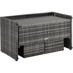 Tectake Monopoli 2-In-1 Rattan Garden Lounge Set, Sofa And Seating Area - Grey - thumbnail 2