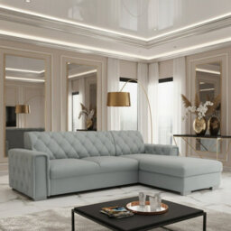 Roma Corner Sofa Bed With Storage Polyurethane Foam Wave Springs Metal Legs Wooden Frame 267X85X185Cm Grey Right
