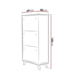 Falco Ii White Shoe Cabinet Spacious Storage With 3 Compartments Modern Scandinavian Style For Hallway - thumbnail 3