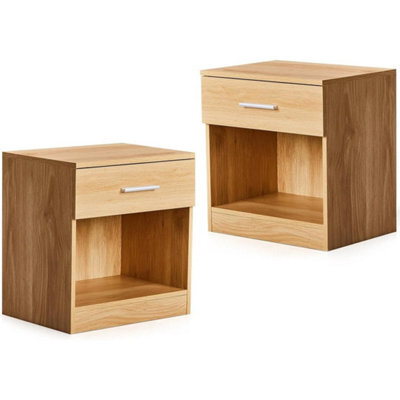 2Pcs Bedside Chest 1 Drawer Wood Bedroom Storage Furniture Cabinet Unit - image 1