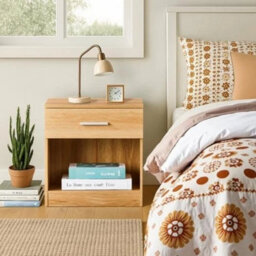 2Pcs Bedside Chest 1 Drawer Wood Bedroom Storage Furniture Cabinet Unit - thumbnail 4