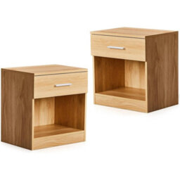 2Pcs Bedside Chest 1 Drawer Wood Bedroom Storage Furniture Cabinet Unit - thumbnail 1