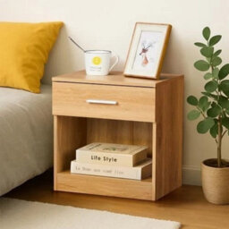 2Pcs Bedside Chest 1 Drawer Wood Bedroom Storage Furniture Cabinet Unit - thumbnail 3